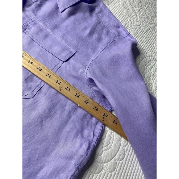 GAP Women Linen Shirt Long Sleeves Cropped Casual Minimalist Classic PURPLE XL - Picture 2 of 12